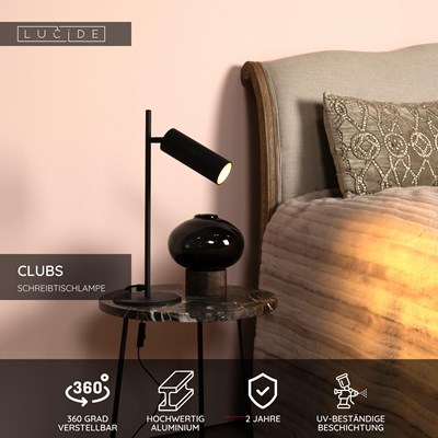 Lucide CLUBS - Schreibtischlampe - 1xGU10 - Schwarz